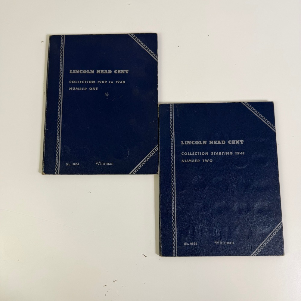 Vintage Whitman Lincoln Head Cent Coin Folders No 9004 & 9030 with Pennies